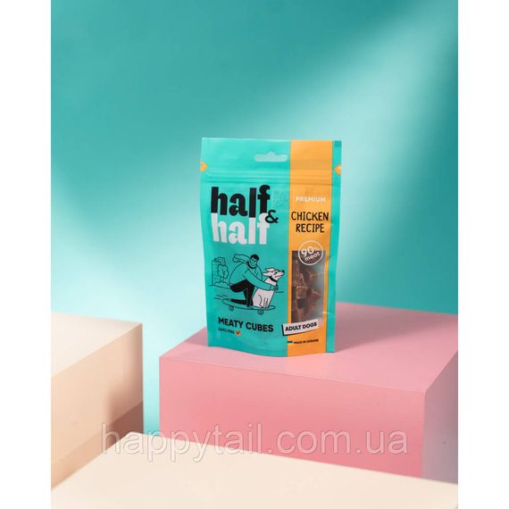 Лакомство для собак HalfHalf (ХафХаф) - мясные кубики с курицей, 100 г | Зображення 2