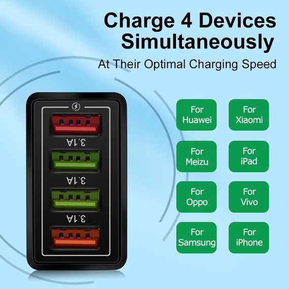 Блок живлення 4 port USB Charge зоряний пристрій Біла | Зображення 1