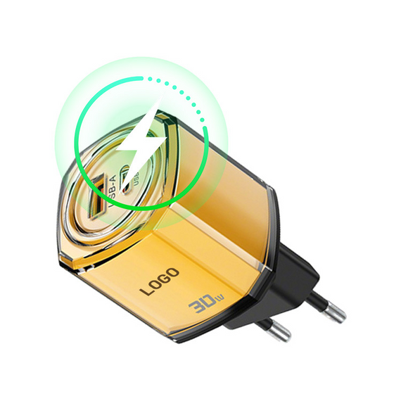 Сетевое зарядное устройство Smart Charger 30W USB-A + USB-C с поддержкой QC 3.0 и PD Желтый | Зображення 1