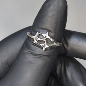 Кольцо #61 для фото ногтей (маникюра) цвет серебро