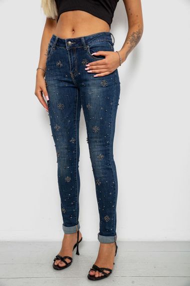 Джинси жіночі однотонні Skinny, колір синій, 244RA-019 | Зображення 2
