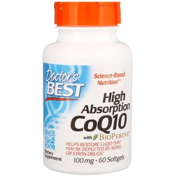 Коензим Doctor's Best High Absorption CoQ10 with BioPerine 100 mg 60 Softgels DRB-00088