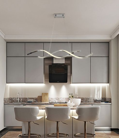 Люстра світлодіодна підвісна LED світильник для квартири на стелю лед 27455 Хром 25-100х14х120 см. | Зображення 2