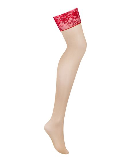 Панчохи під пояс із широким мереживом Obsessive Lacelove stockings XS/S | Зображення 2