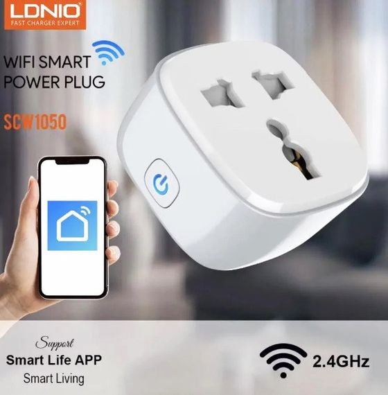 Розумна Wi-Fi розетка LDNIO SCW1050 смарт-розумний будинок 2500 Вт Біла | Зображення 2