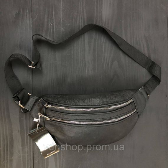 Стильная черная поясная сумка бананка, Функциональная бананка мужская черная MW-58 | Зображення 8