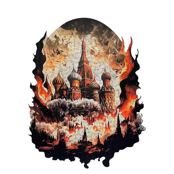 Дерев'яний пазл WOOWOO "Палаючий Кремль" XL Червоний (sv3251l) | Зображення 5