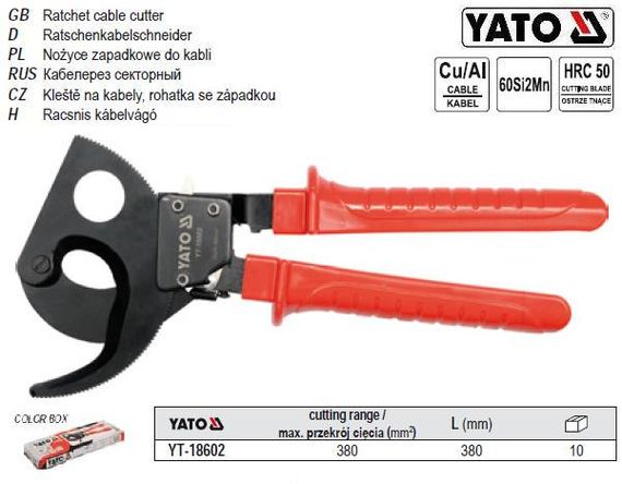 Кабелерез секаторный YATO Польша S=380 мм² l=380 мм YT-18602