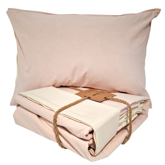 Комплект постільної білизни SoundSleep Stonewash Doble Pink Milk Полуторний 160х220 см рожево-молочний (2800004763660) | Зображення 1