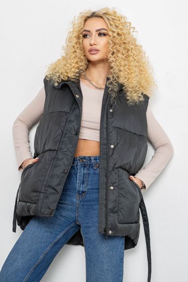 Жилет женский с капюшоном  -уценка, цвет темно-зеленый, 207R2016-U