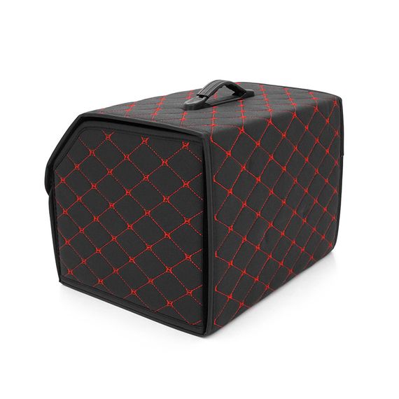 Складаний шкіряний автомобільний органайзер 400x320x300, Black-Red | Зображення 2