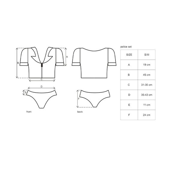 Еротичний костюм поліцейського Obsessive Police set S/M, black, топ, шорти, кепка, пояс, портупея | Зображення 4