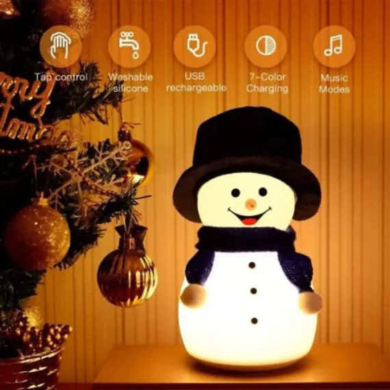 Дитячий силіконовий нічник Сніговик Snowman LJC-118 світильник акумуляторний іграшка для сну | Зображення 2