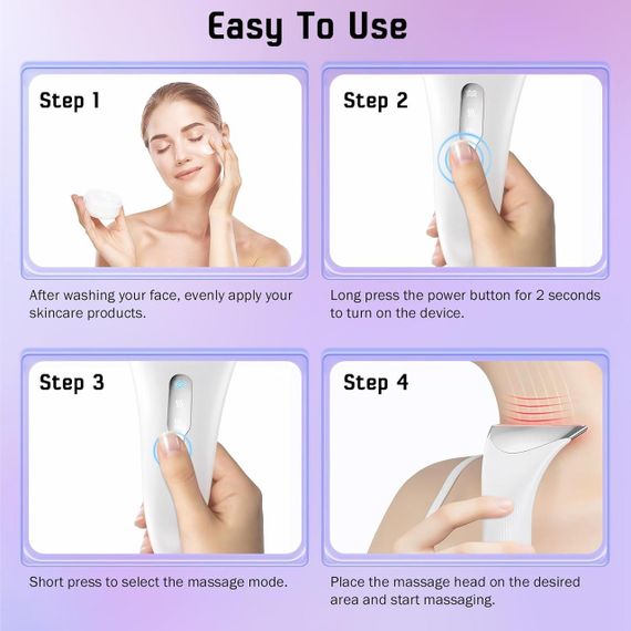 Масажер для обличчя та шиї з мікрострумами та прогрівом 45 °C, електричний ліфтинг-апарат для підтягування шкіри, антив | Зображення 1