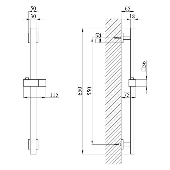 Штанга для душу Kroner KRP Edelstahl Kubus - ESG230 (CV034875) | Зображення 1