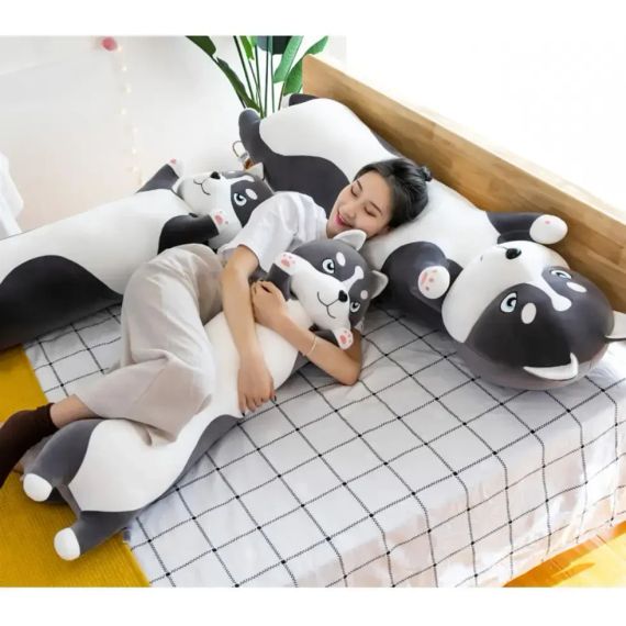 Мягкая игрушка подушка длинный Хаски антистресс подушка серый 110 см | Зображення 3