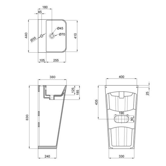 Раковина для підлоги моноблок Qtap Tern 440х380х830mm White QT1711G302WN | Зображення 1