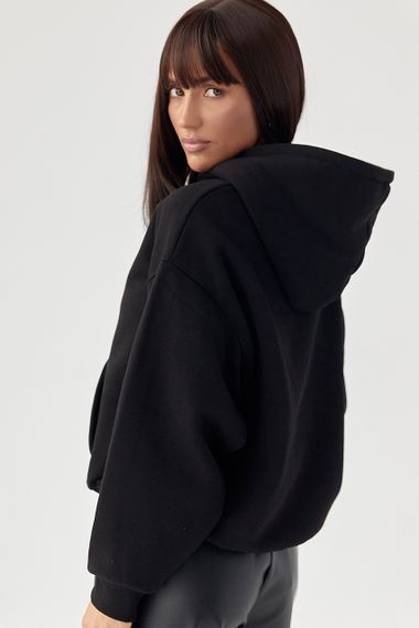 Утеплене худі з капюшоном - чорний цвет, L (є розміри) | Зображення 1