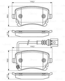 Колодки гальмівні дискові VW T5 (7HM), T5 (7HB, 7HJ) задн.  BOSCH (0986495094)