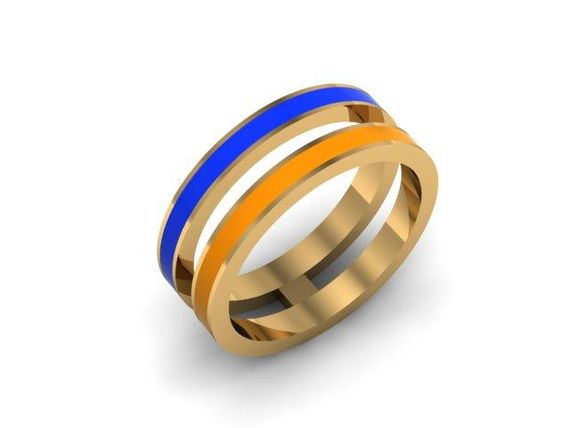 Кольцо из желтого золота с эмалью 19 | Зображення 1