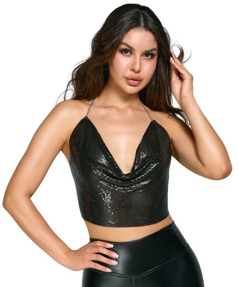 Черный топ Cottelli Collection Metal Top black 2450542 S-L sexstyle | Зображення 1