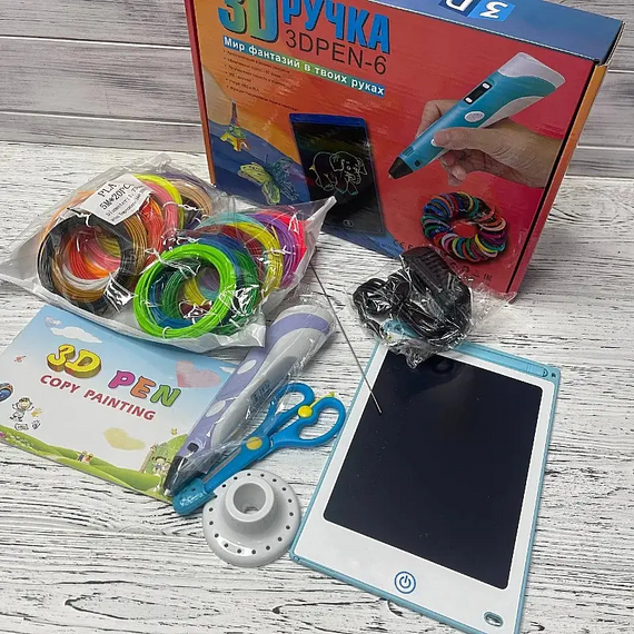 3D-ручка Дитячий набір 3D-ручка Pen 6 + планшет для малювання 3D PEN, Набір ниток і пластику для 3д ручки в комплекті | Зображення 2