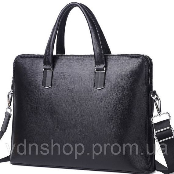 Шкіряна чоловіча ділова сумка-портфель портфель для ноутбука 37х28.5х7, дипломат для офіса Tiding Bag 64028 чорний | Зображення 5