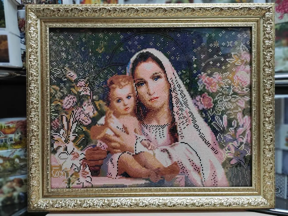 Алмазна мозаїка Ікона Діва Марія з Ісусом 40х50 см ColorArt  SP011 | Зображення 7
