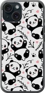 Чохол на iPhone 15 Панди із силікону FCh_001617