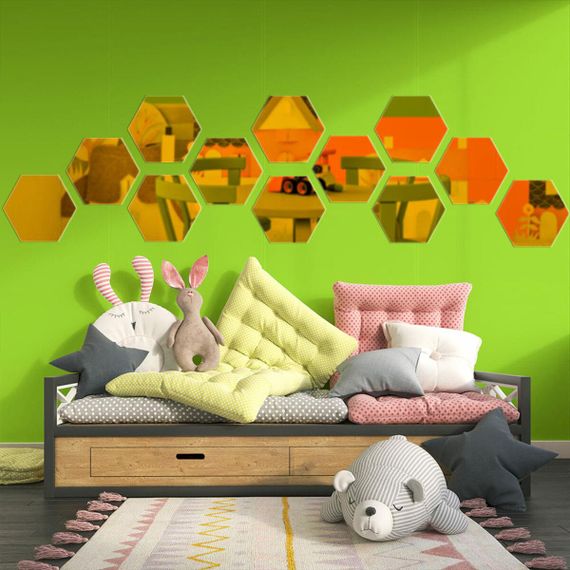 Дзеркальний декор акриловий самоклеючий 150*175мм золото,12шт (D) SW-00002518 | Зображення 5