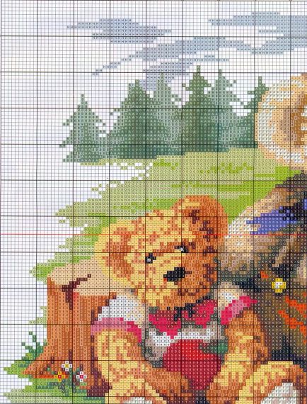 Набір для вишивання за нанесеною на канву схемою "Bear family 2". AIDA 14CT printed 52*31 см | Зображення 3