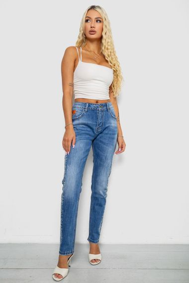 Джинси жіночі однотонні Straight fit, колір синій, 244RF-8196 | Зображення 1