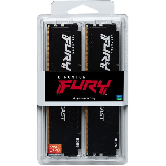 Модуль пам'яті для комп'ютера DDR5 64GB (2x32GB) 5200 MHz Beast Black Kingston Fury (ex.HyperX) (KF552C36BBEK2-64) | Зображення 4