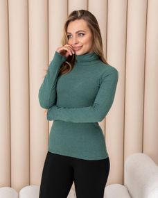 Женская теплая водолазка-гольф полушерсть на термо флисе цвет оливковый размер 52 DM09.09