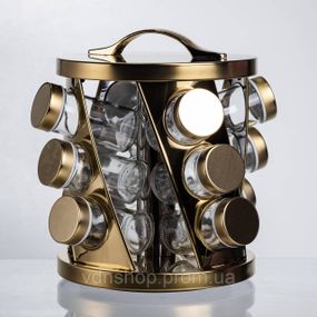 Карусель для специй 12 баночек по 100 мл, золото HP-1369