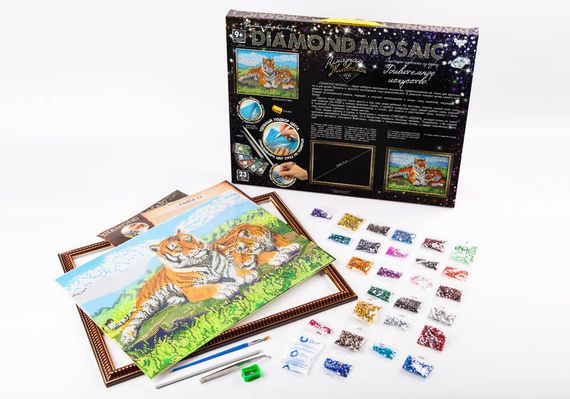 Креативна творчість "Діамантовий живопис. DIAMOND MOSAIC" великий набір DM-01 Danko Toys Тигри Вид 7 | Зображення 1