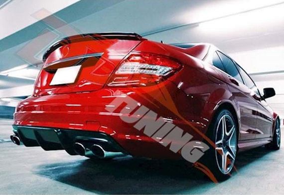 Задній дифузор DPT (2007-2011, для AMG SD, чорний глянець) для Mercedes C-class W204 рр | Зображення 1