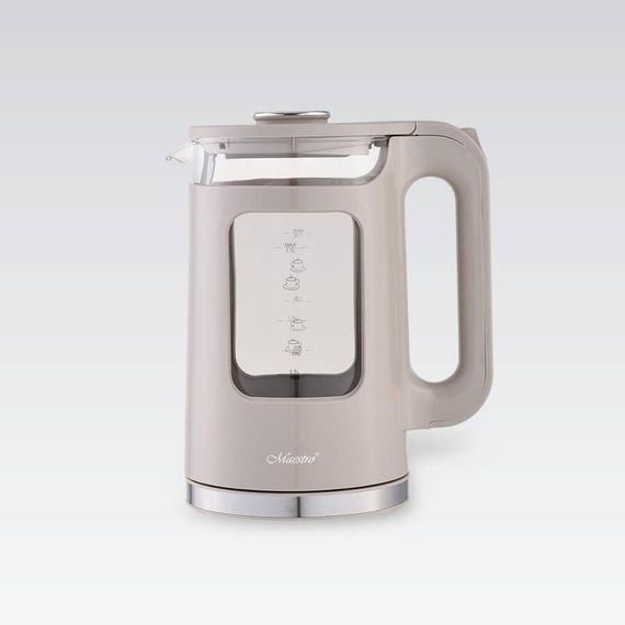Електрочайник скляний Maestro MR-065-BEIGE, 1.7 л, 2200 Вт, з підсвіткою
