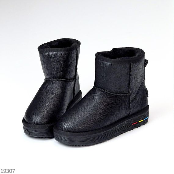Молодежные черные низкие угги натуральная кожа флотар | Зображення 4