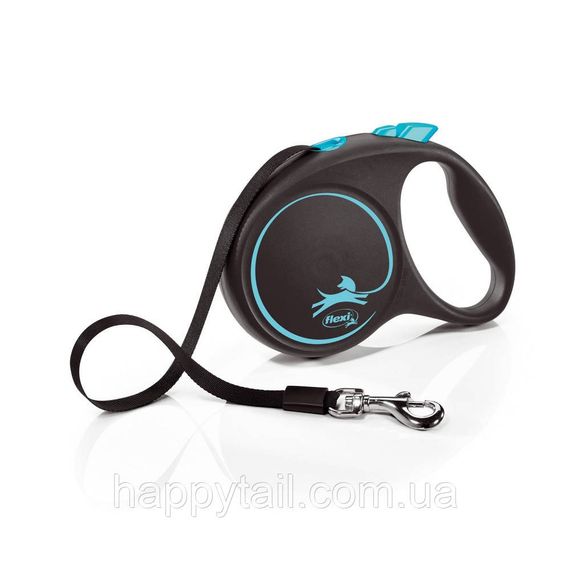 Повідець-рулетка Flexi для собак Black Design стрічка синя розмір L 5 м/50 кг