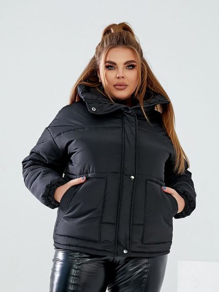Женская стеганая куртка с капюшоном из плащевки YN7124 размер 42/46, цвет черный | Зображення 4