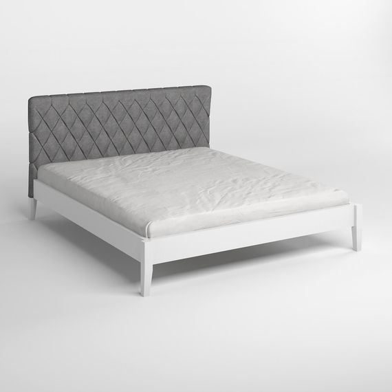 Односпальне дерев'яне ліжко Mebigrand Венеція ДК Білий (RAL9003)/Аляска 93 (Сірий) 90х190 см (MBG-5521) | Зображення 1