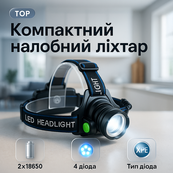 Ліхтарик на голову із зарядкою PLD-T115-PM30-TG, Ліхтар на лоб акумуляторний світлодіодний із зарядкою DT-75