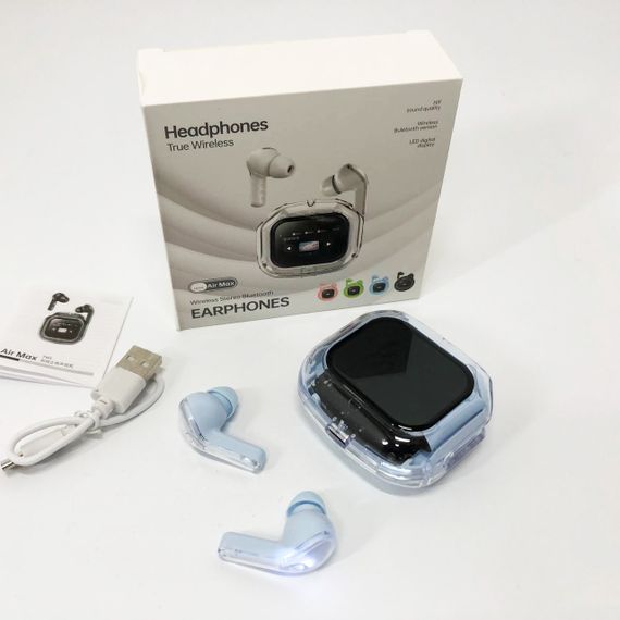 Бездротові вакуумні навушники TWS з дисплеєм LED, вологозахист IPx4 Bluetooth 5.4 з кейсом. Колір: блакитний | Зображення 3