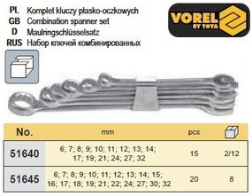 Набор ключей рожково накидных Польша М6-32 мм 15 штук VOREL-51640
