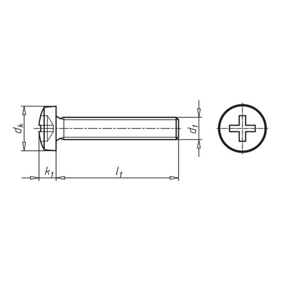 Гвинт з циліндричною округленої головкою, хрестоподібний шліц H | Зображення 1
