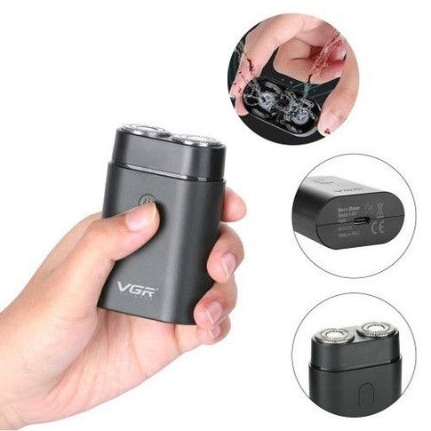Мужская аккумуляторная мини электробритва VGR V-341 с двумя головками для бритья бороды и ED-913 усов шейвер | Зображення 2