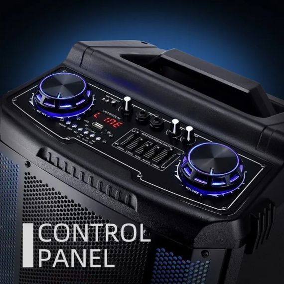 Аккумуляторная акустическая система XPRO HS-TD1070 колонка чемодан 180Вт USB, SD, FM радио, Bluetooth, 2 радиомикрофона, ДУ (MER-15692) | Зображення 2