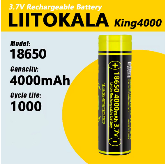 Аккумулятор 18650, LiitoKala King 4000, 4000 мАч | Зображення 1