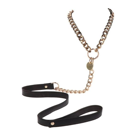 Повідець ланцюг із петлею зі штучної шкіри Statement Leash золотистий, 75 см Sex Aura | Зображення 1